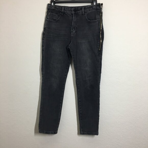 Alexander Wang Womens 28 Slim Stretch Modele Bite Jean Size Zipper Washed Black - Picture 1 of 13